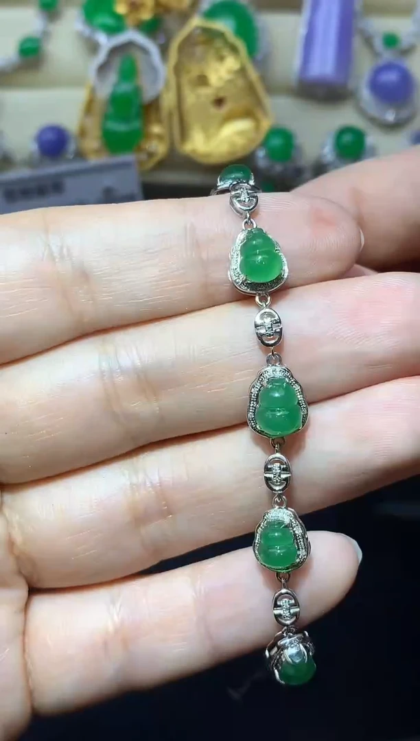 18K金镶嵌手链翡翠446-中国好珍宝