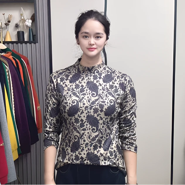 2025秋冬新款弹力大码显瘦洋气妈妈长袖打底衫女显瘦妈妈装