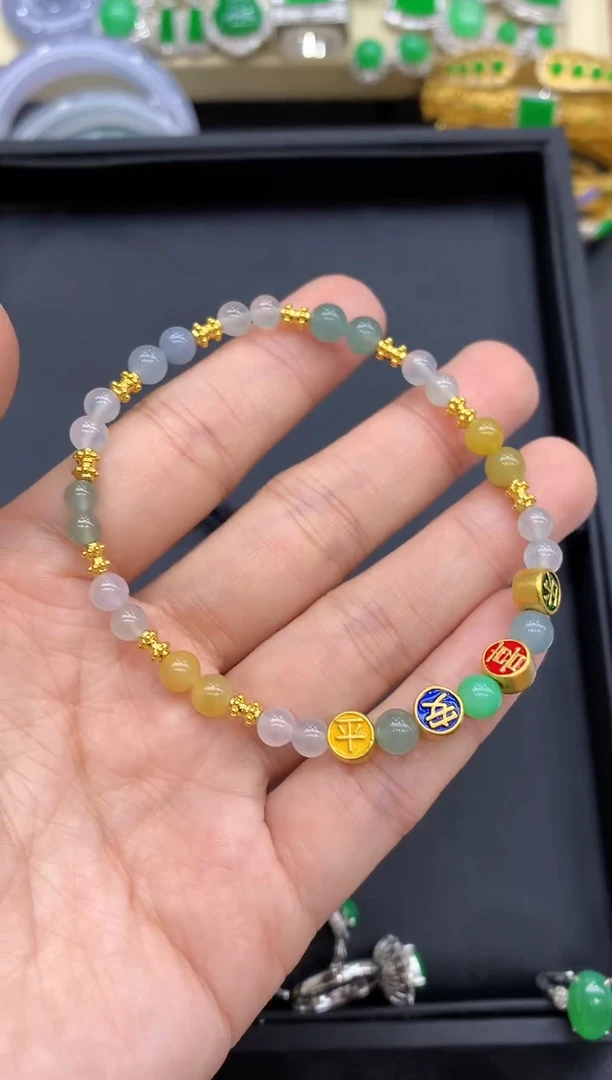 足金镶嵌手链翡翠503-中国好珍宝