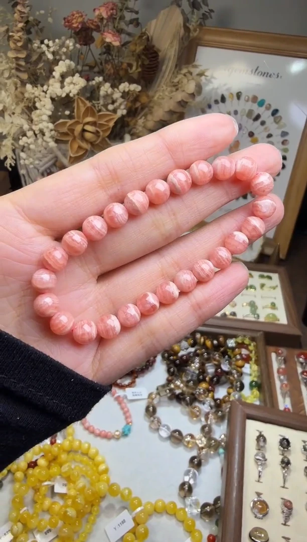 未镶嵌菱锰矿（红纹石）手链手链