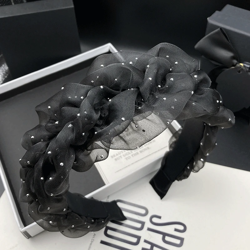 新款春夏韩版韩式网纱饰品瑞丽风女手工发箍编织时尚气质日韩高档