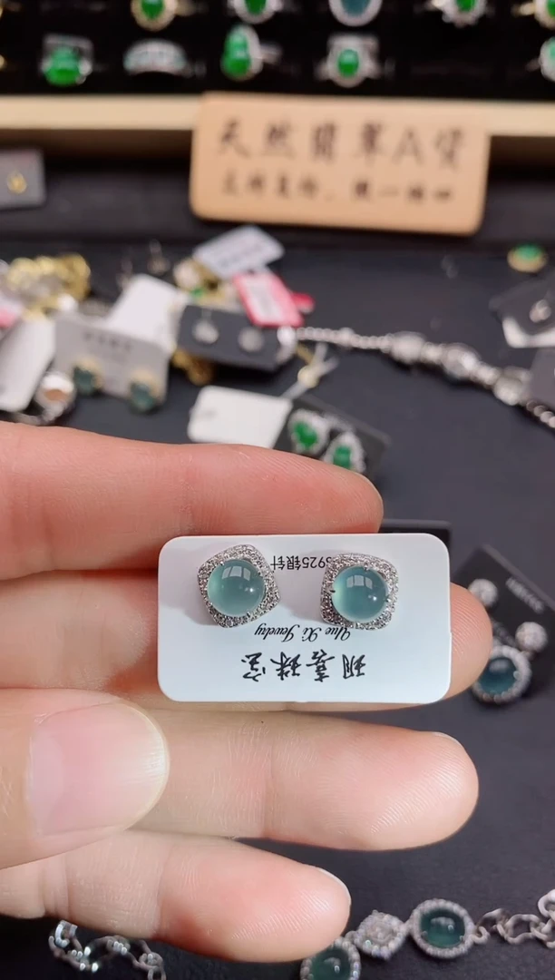 银S925镶嵌戒指翡翠1