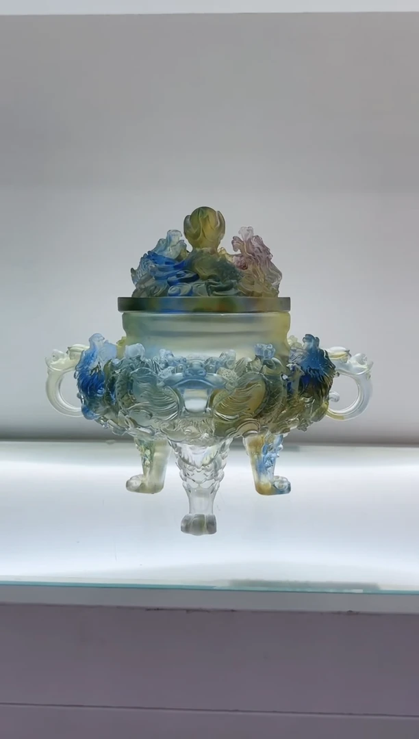 手工艺品琉璃古法琉璃九龙香炉