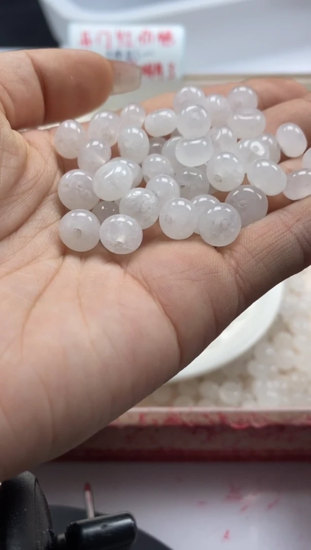 【闪购商品】和田玉颈饰未镶嵌w2015白玉算盘8*5mm*20颗