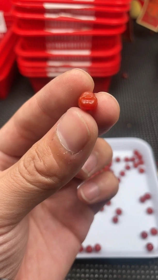 【闪购商品】南红玛瑙单珠未镶嵌26号柿子红卡7+佛头一颗