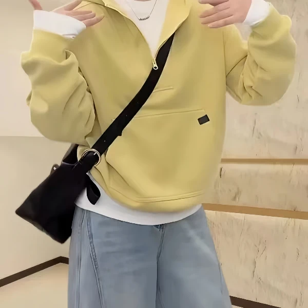 假两件粉色连帽卫衣女秋季2025年新款大码微胖MM宽松长袖百搭上衣