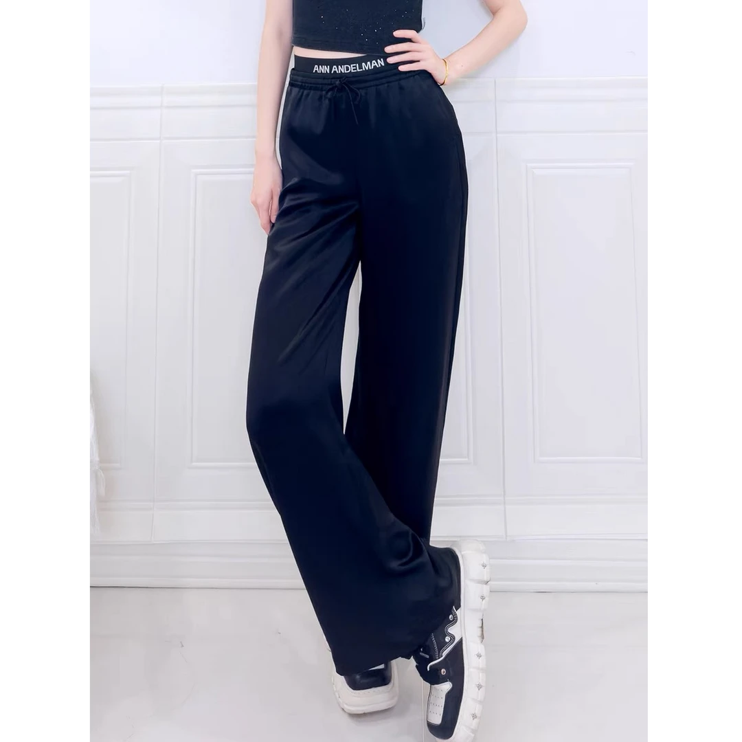 1693春季2025新款基础双层腰头字母款宽松版型阔腿长裤