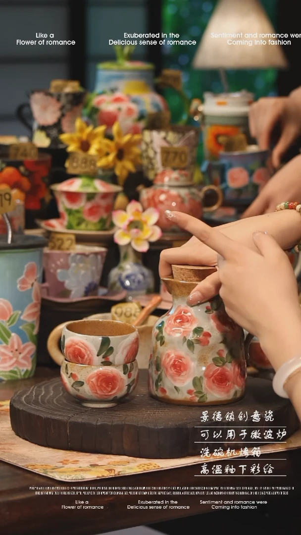 陶瓷701景德镇高温釉下彩手工手绘款式