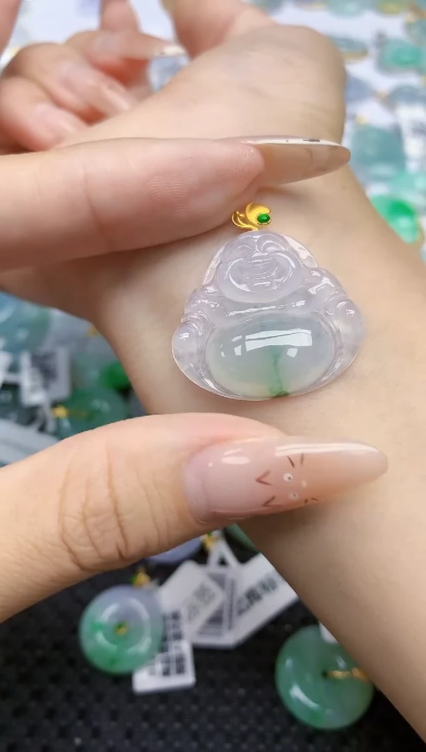 翡翠18K金镶嵌颈饰92   天然翡翠A货