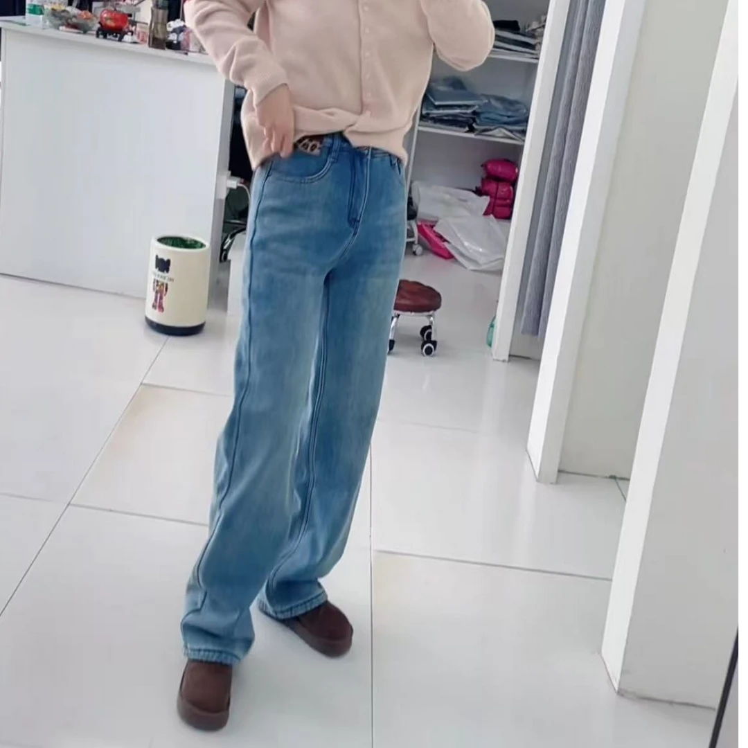 欧版103窄版加绒直筒裤裤-9895