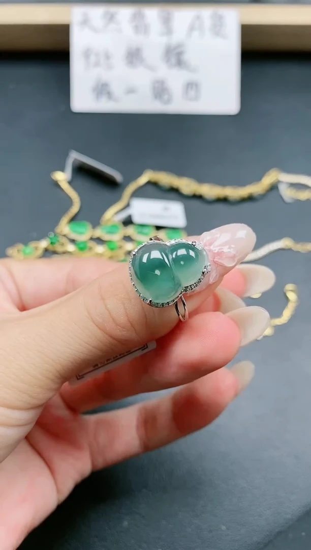 翡翠戒指银S925镶嵌1111