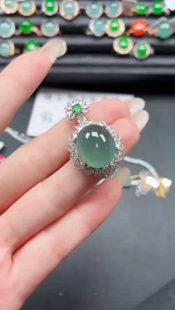 翡翠戒指银S925镶嵌1111