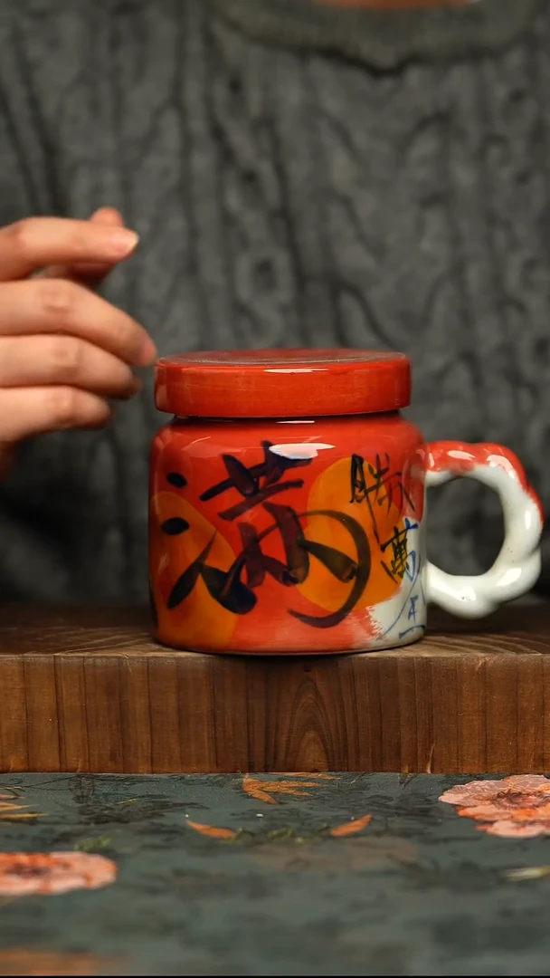 杯釉下彩手工手绘同款陶器