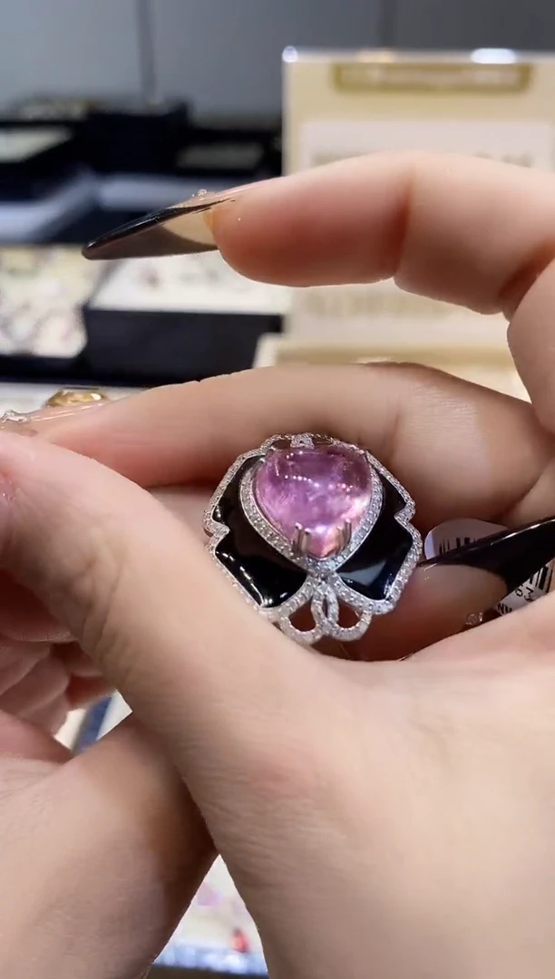 银S925镶嵌戒指定制碧玺楚楚珠宝中古甄选不退换