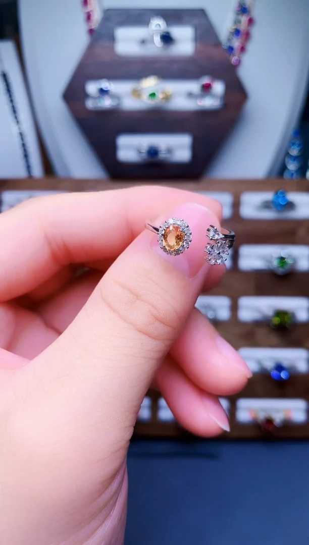 【闪购商品】彩色蓝宝石戒指银S925镶嵌58-11