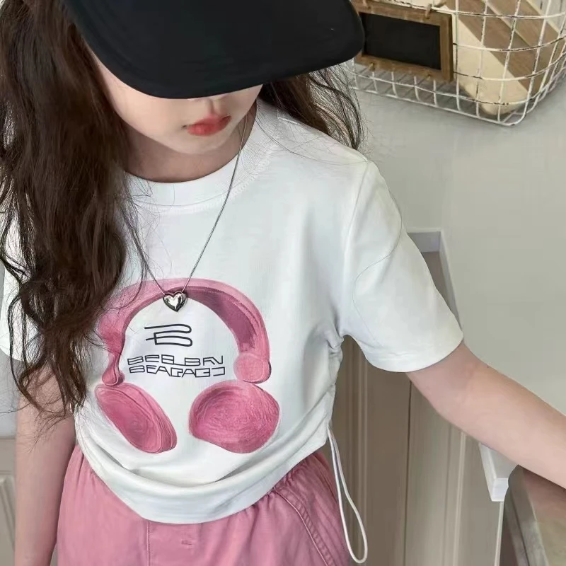 辣妹款女童耳机短袖242