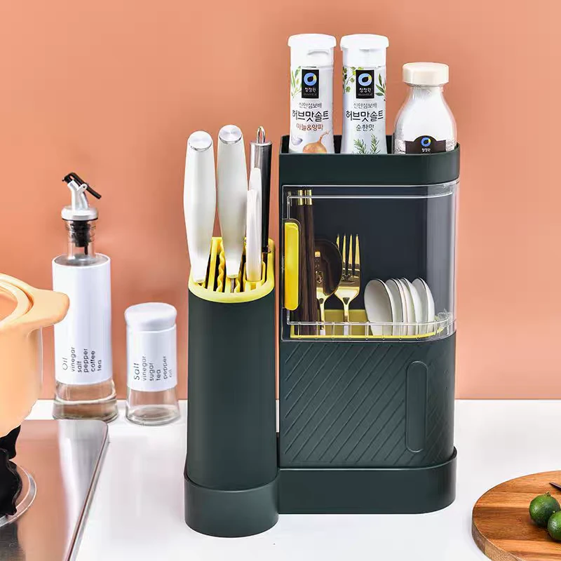 新款多功能厨房刀l具刀架置物架筷子勺子收纳框调味料置物收纳盒