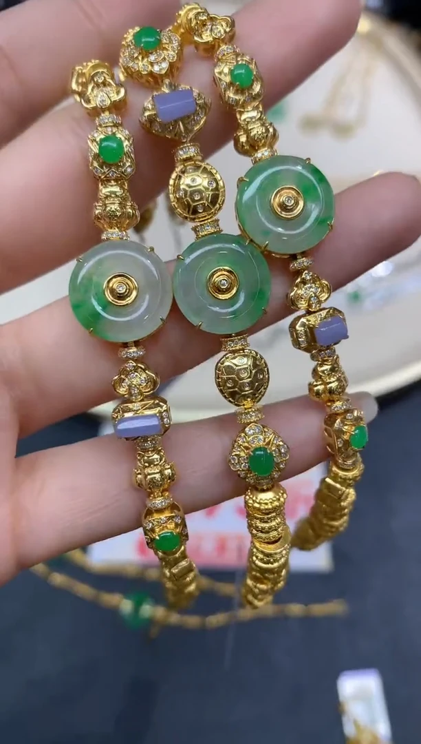 18K金镶嵌手链翡翠手链多样性发货一件A319|15800