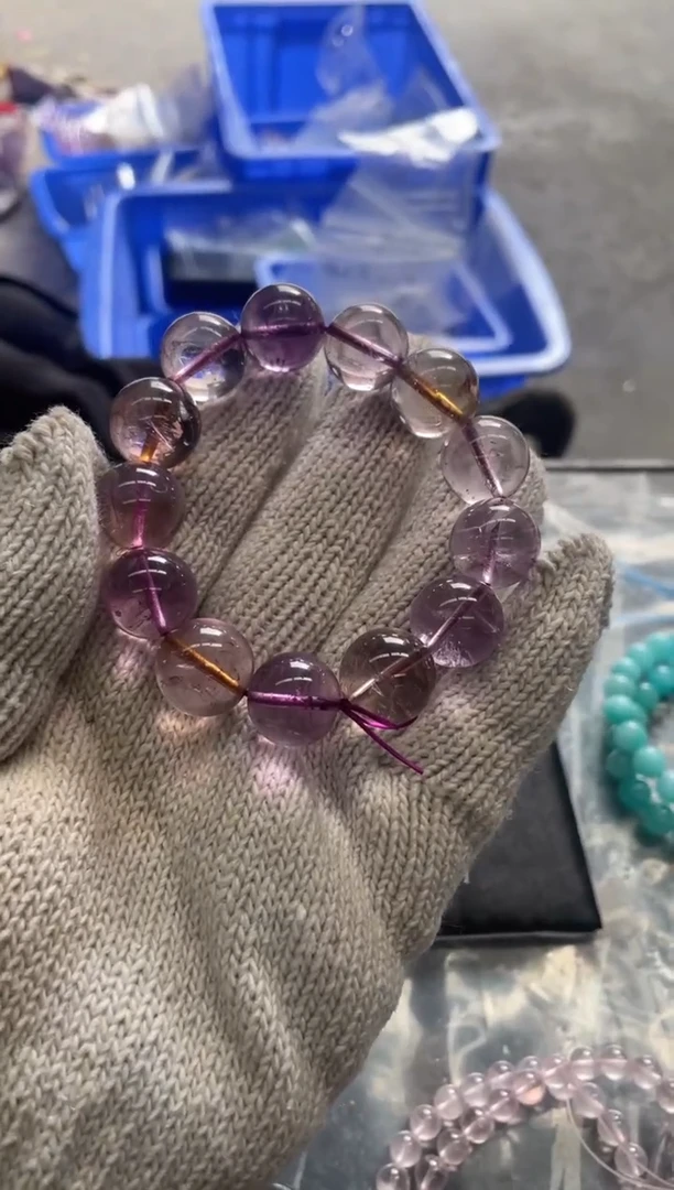 【闪购商品】紫晶卡16mm手串未镶嵌天然紫黄水晶手串拍5单99发1