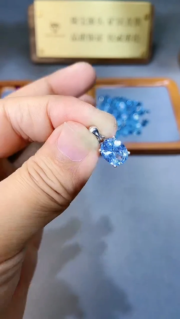 【闪购商品】海蓝宝石颈饰银S925镶嵌354