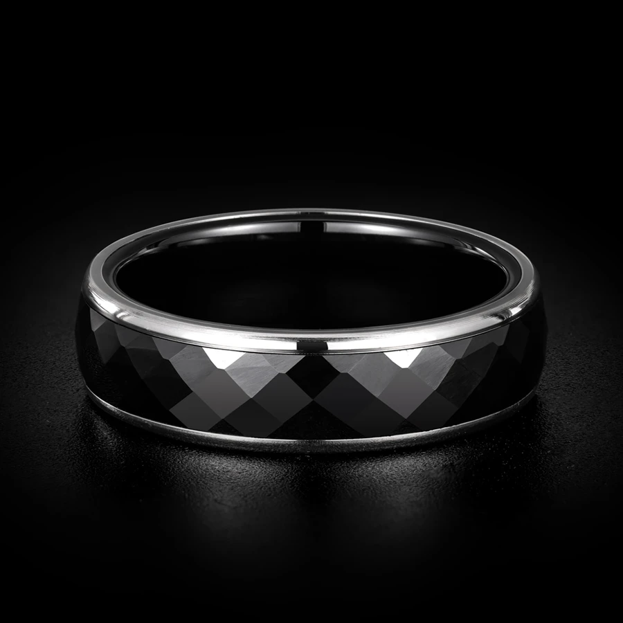 钛钢陶瓷戒指 冷淡风个性陶瓷钛钢戒指黑色简约指环菱形高级感