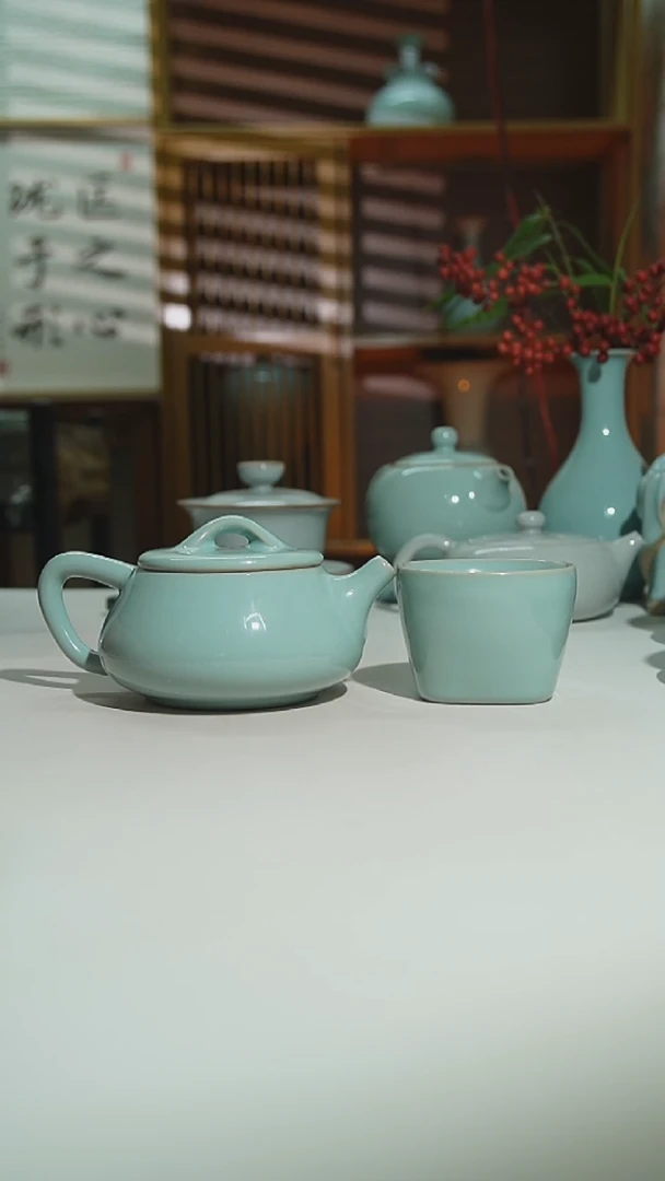 珑匠天青不开片石瓢壶二级一壶一杯