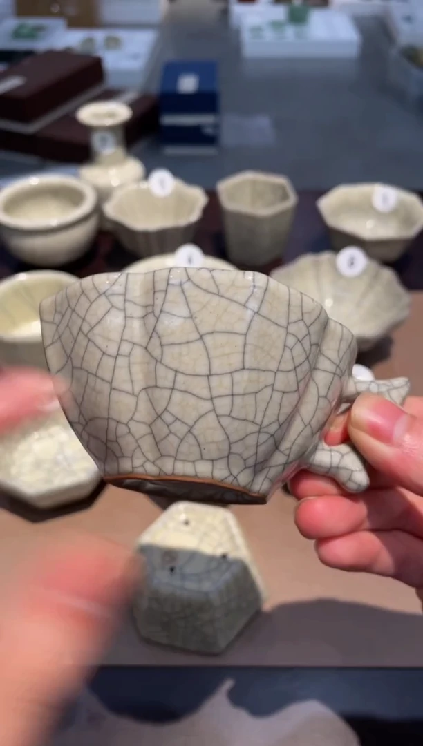 8窑承复古哥窑把杯