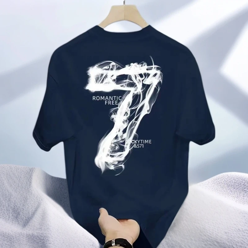 美式纯棉夏季高档男款短袖t恤男痞帅高级感男装休闲宽松圆领上衣T