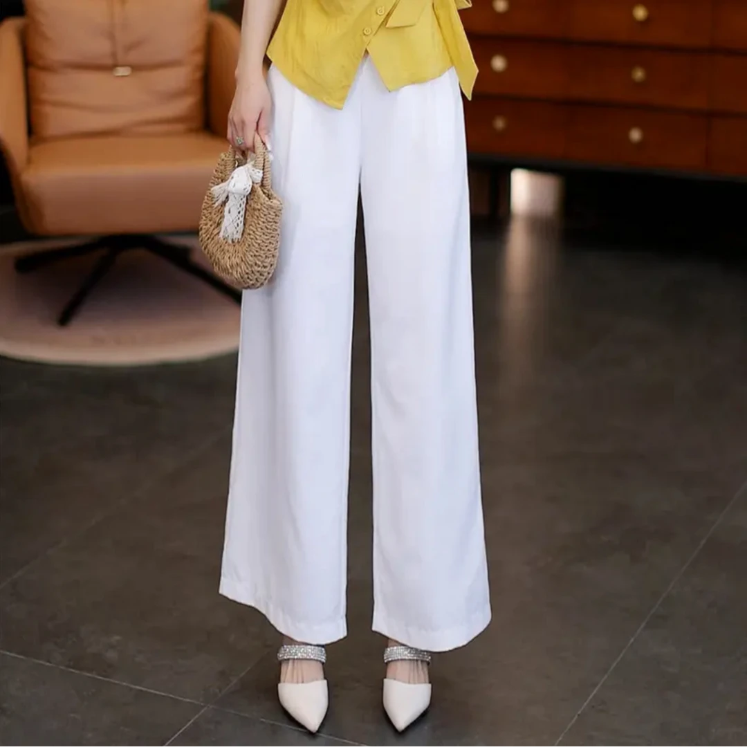 2025夏季新款洋气百搭宽松时尚显瘦凉爽纯色阔腿裤5065