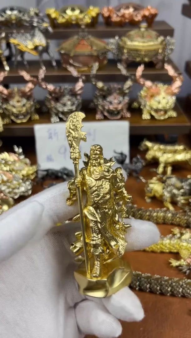立刀关公黄铜摆件实心