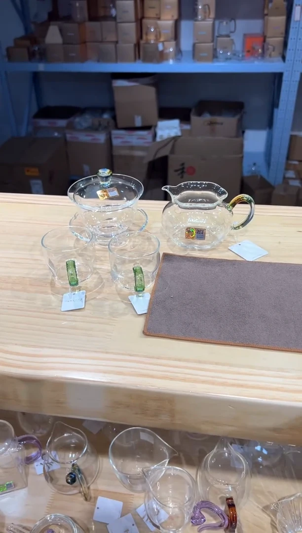 禾器-沁莲盖碗-迷翠+纳福迷翠+清禾杯湖绿2只+禾器茶巾