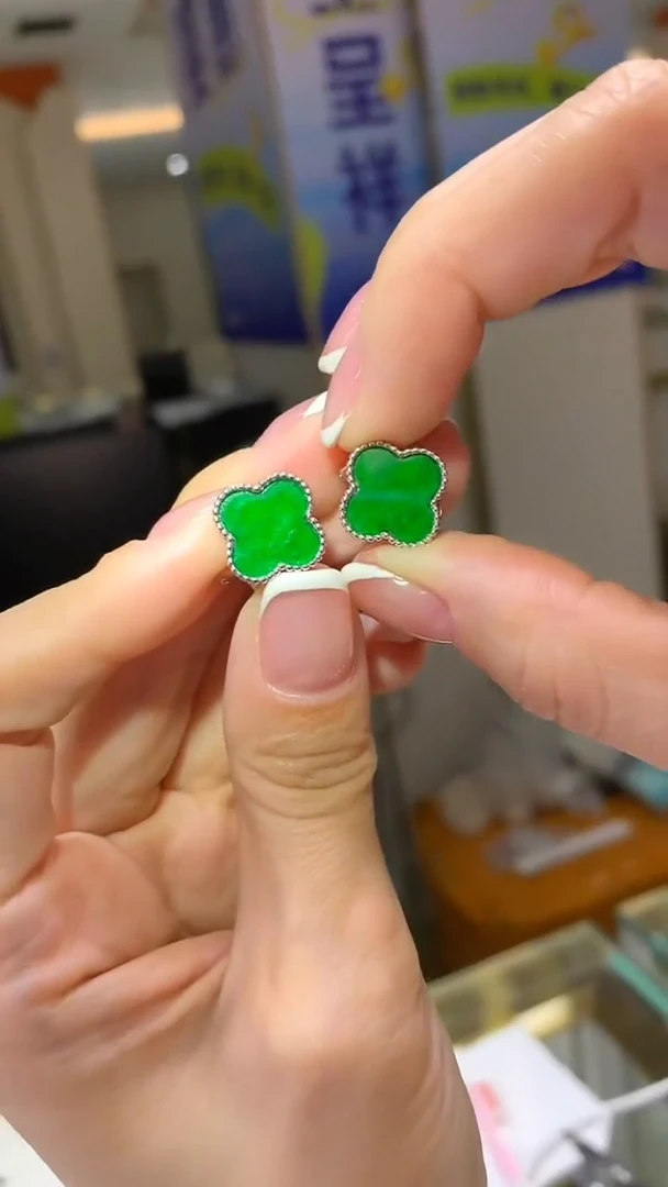 翡翠银S925镶嵌耳饰 |不退不换