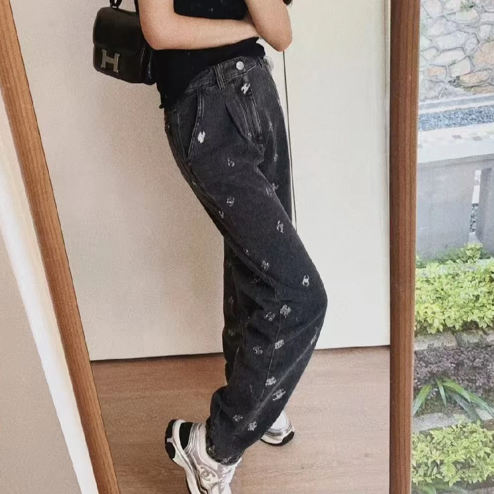 99新 Chanel/香奈儿 21K亮片牛仔裤 38码 腰围72