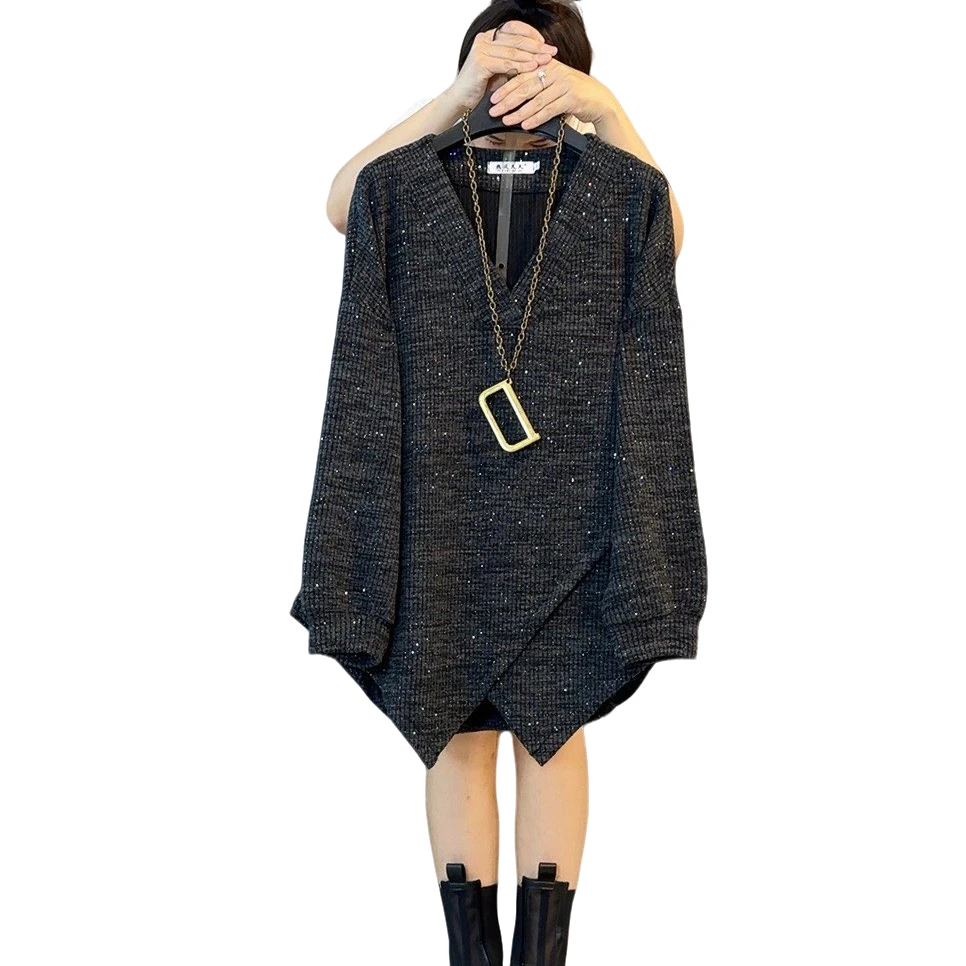 大维罗依 RF欧货星空细闪不规则洋气遮肉大衫