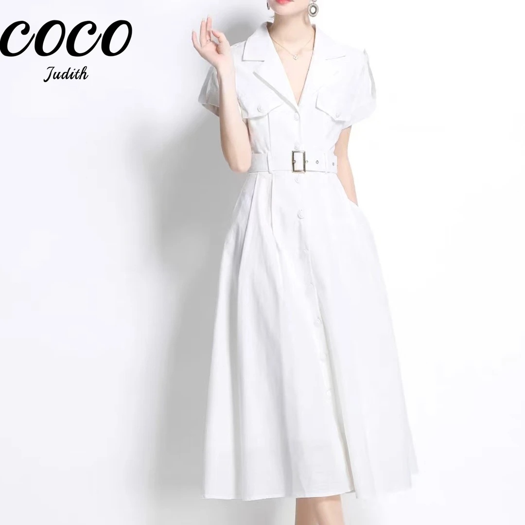 【RG6857】2025新款夏季时尚气质日常百搭显瘦收腰设计感连衣裙