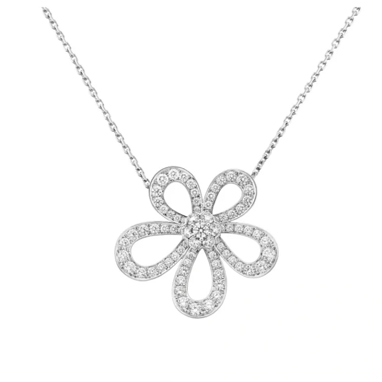 实验室培育钻石格桑花项链 铂金 河南培育钻石真钻石