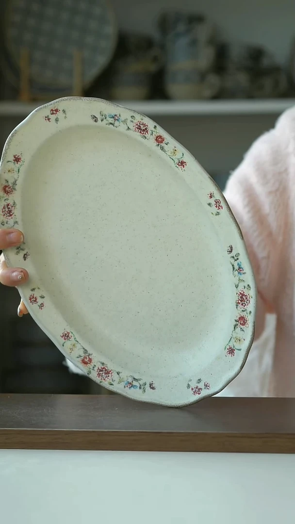 陶Hitable粉黛鱼盘27.5cm@4-2@