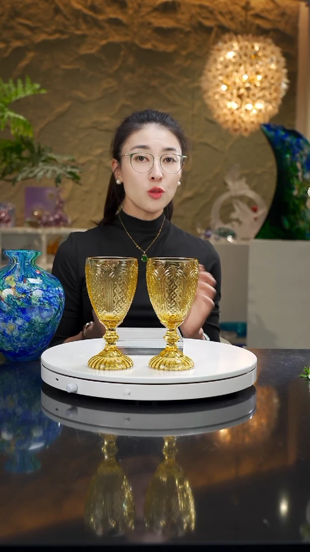 琉璃琥珀金色高脚杯6只