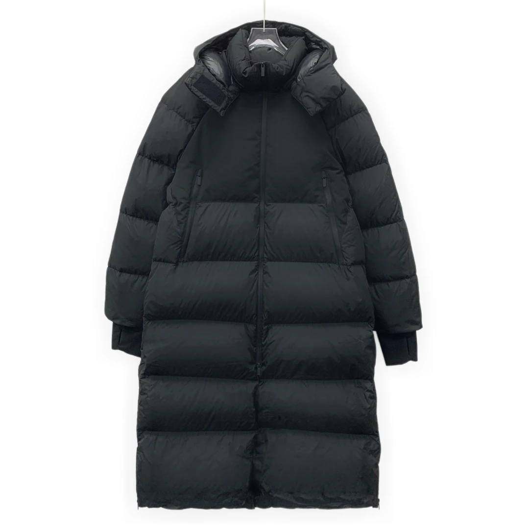 95新 MONCLER IM0162 黑色徽标贴饰连帽拉链长袖羽绒服 3 L码