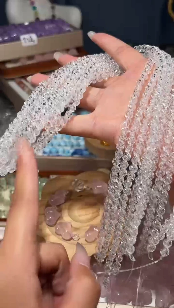 水晶手串未镶嵌瑄****?白水晶小扭扭珠半成品拍3