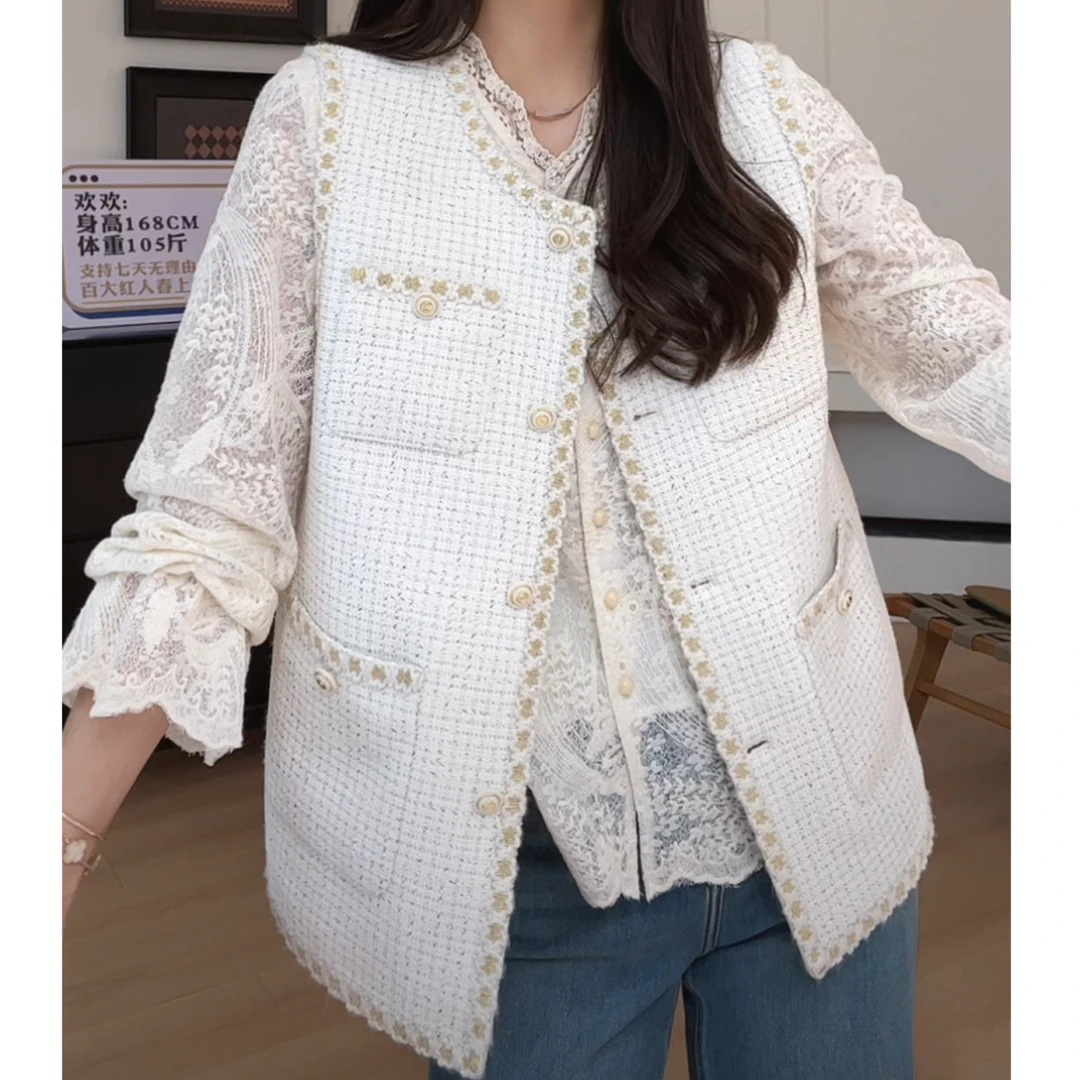 【YHH】春季休闲气质圆领小香风马夹-YHW50183