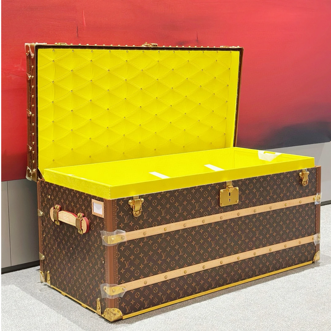 99新 LouisVuitton/路易威登 老佛爷 老花110茶几硬箱柠檬黄内饰