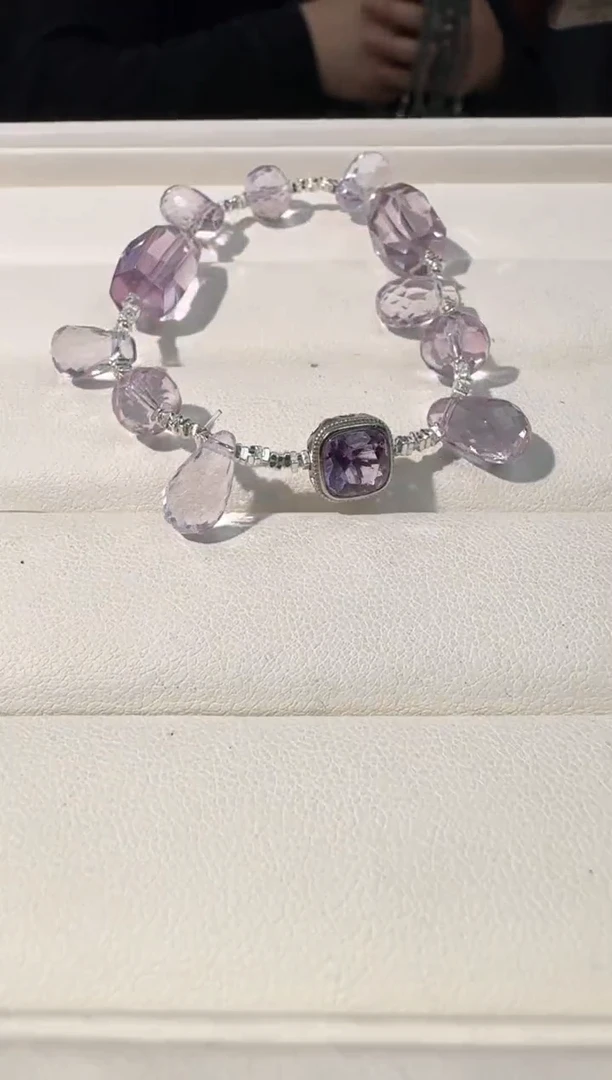 【闪购商品】水晶手串银S925镶嵌紫水菠萝珠随行款