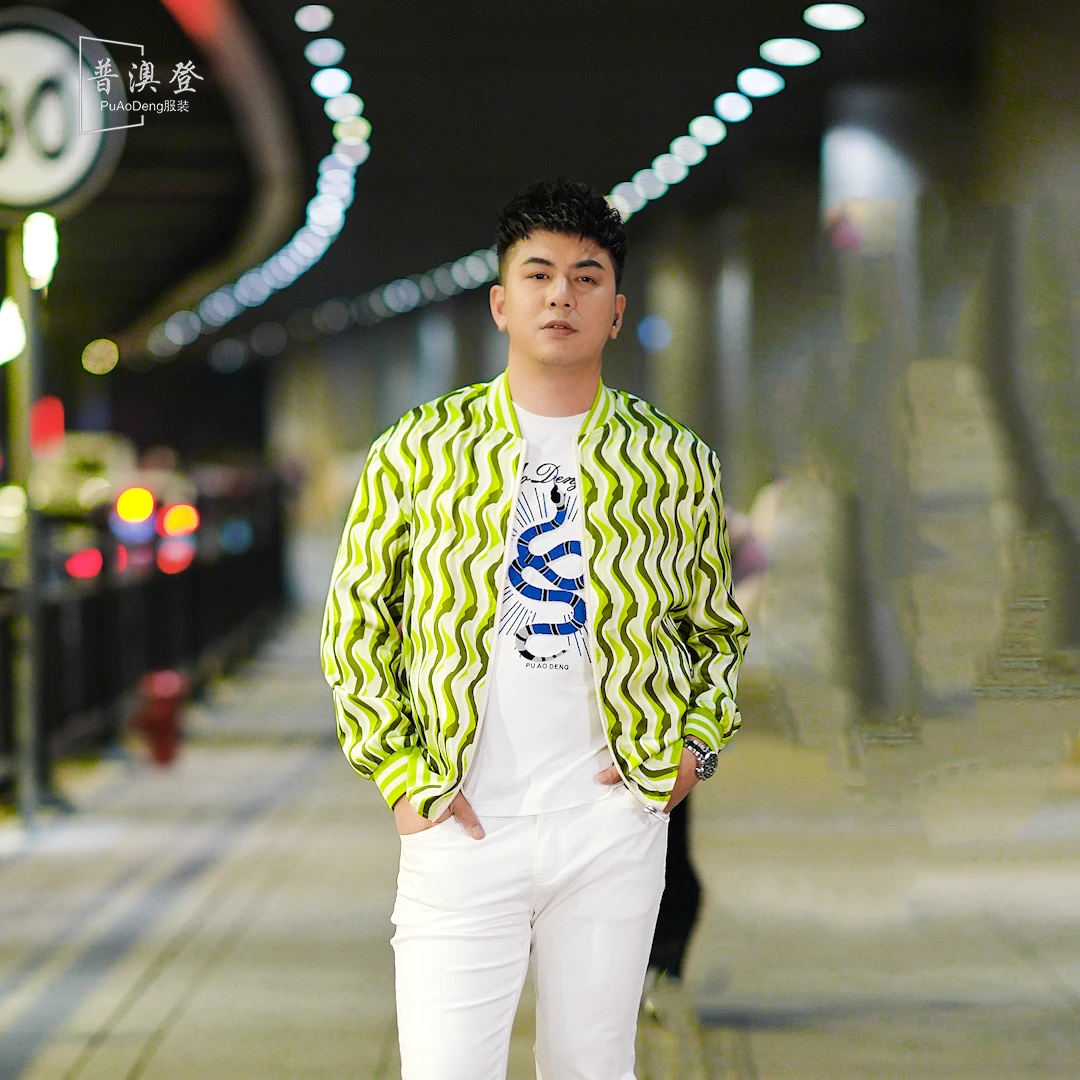 2025秋季新款男士外套时尚潮流个性百搭休闲撞色条纹夹克上衣