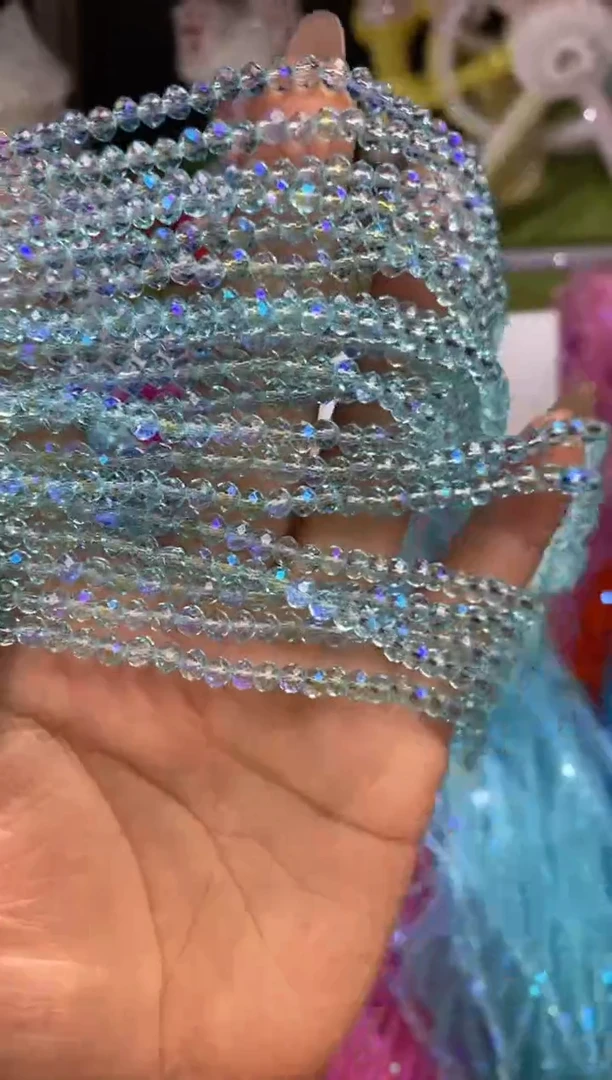 玻璃A04卡4水晶扁10条微光彩天青蓝