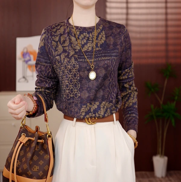 2025杭州专柜新款打底套头长袖衬衫女气质休闲清爽百搭减龄