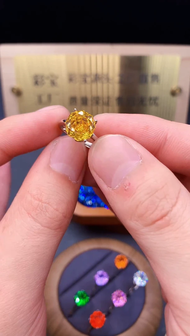 黄晶戒指银S925镶嵌5632