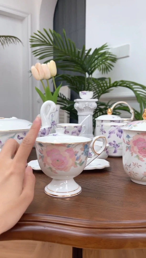 杯牡丹高骨骨瓷咖啡杯