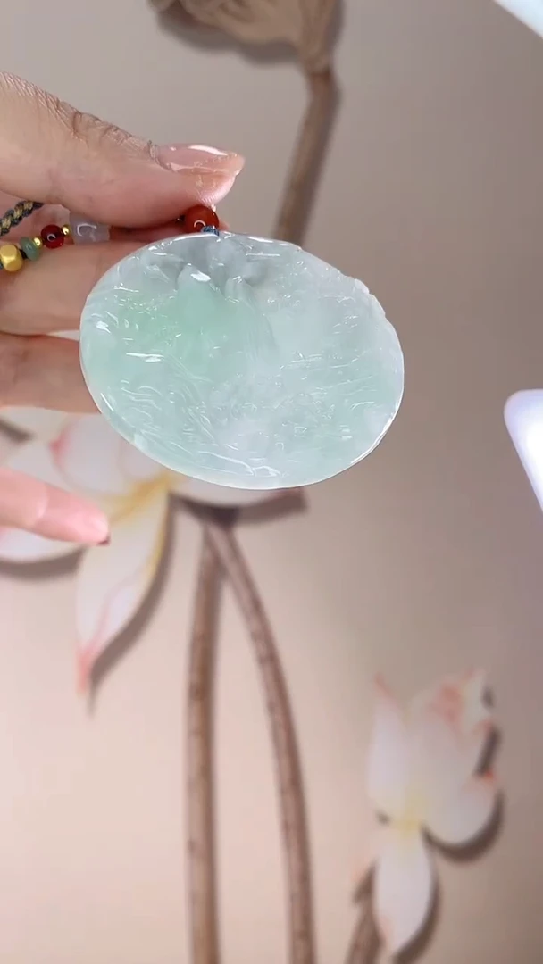 【闪购商品】翡翠吊坠(赠链)未镶嵌大圆山水牌X45