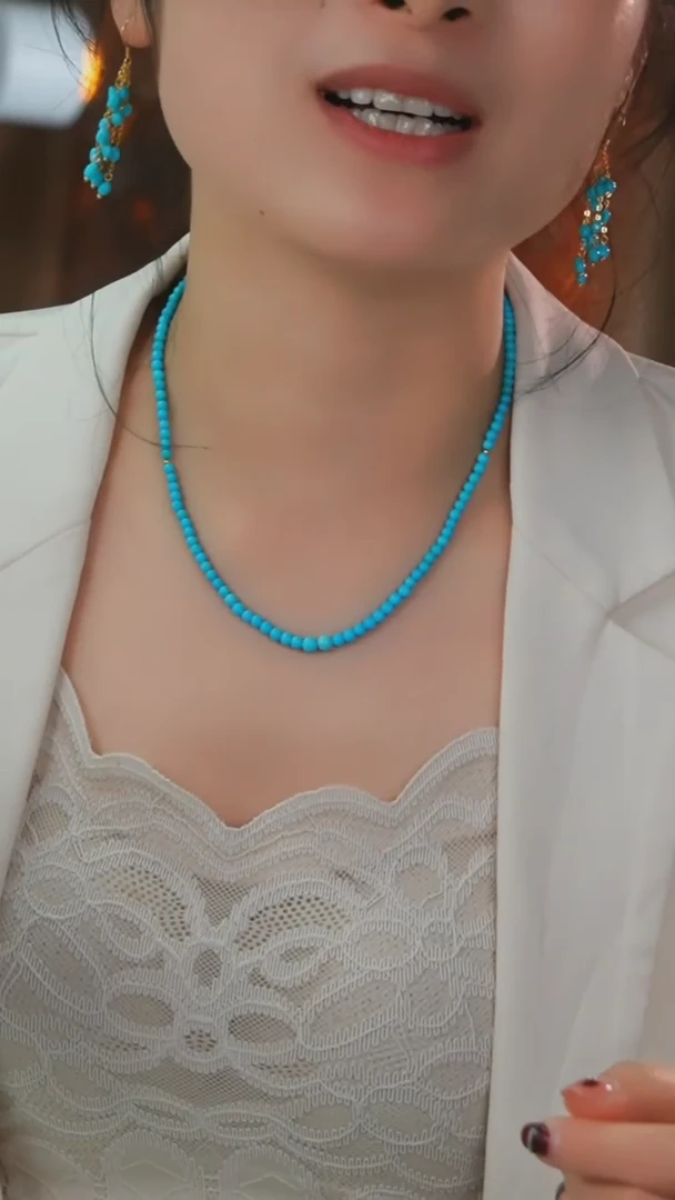 【闪购商品】绿松石项链微塔款18K金镶嵌发货一件3.5-5m